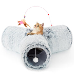Tempcore Plush Cat Tunnel folded compactly for travel and storage