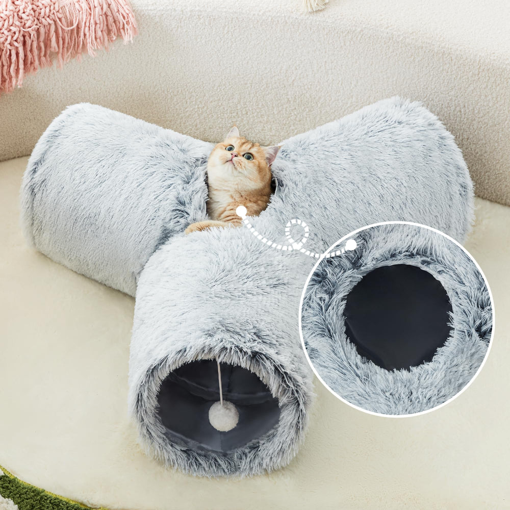 Tempcore Plush Cat Tunnel placed in living room as cozy indoor decor
