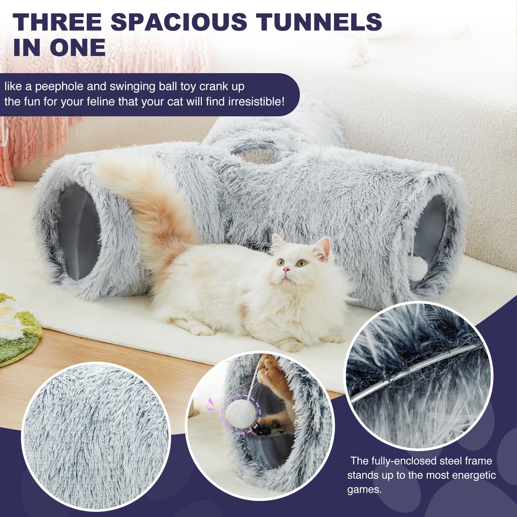 Tempcore Plush Cat Tunnel peephole view for peek-and-chase sessions