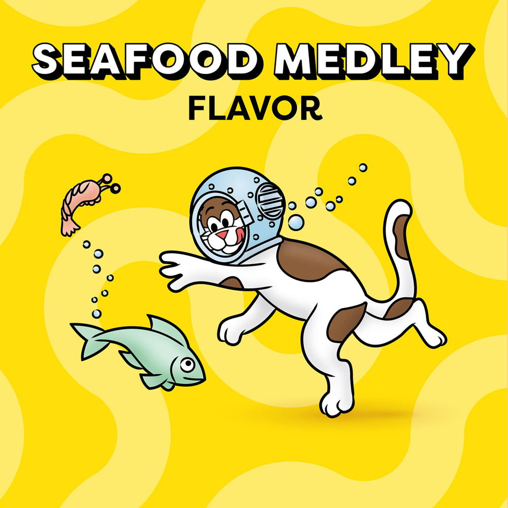 Temptations Classic Crunchy and Soft Cat Treats Seafood Medley treats in a bowl for cat mealtime variety.