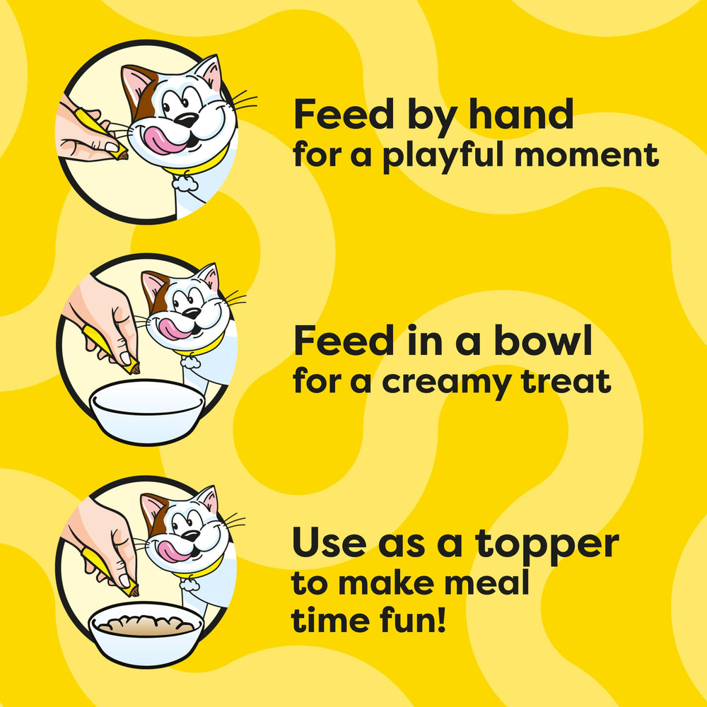 Temptations Creamy Puree hand-feeding moment, interactive bonding with your cat.