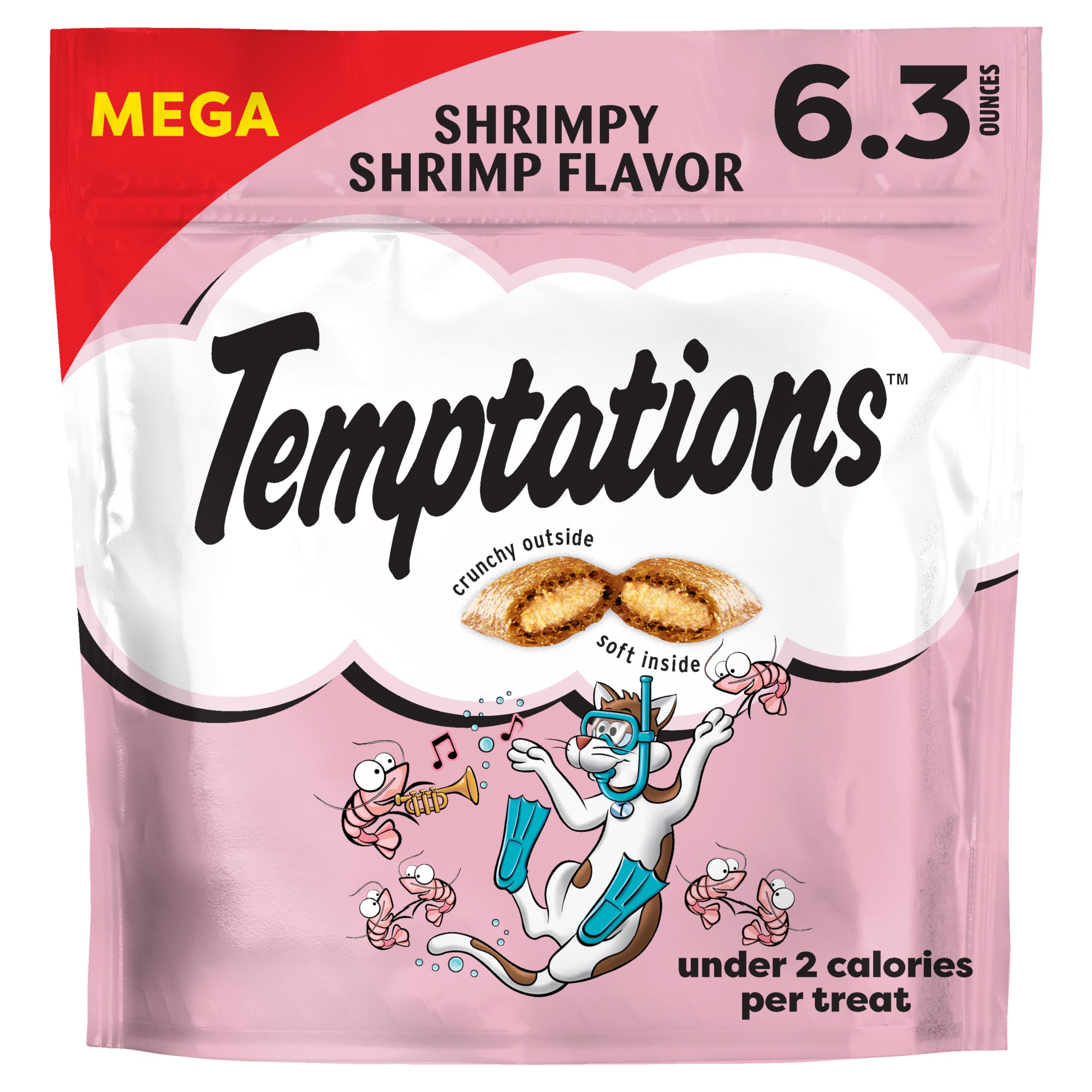 Temptations Shrimpy Shrimp Treats pack-front shows convenient rewards for cats
