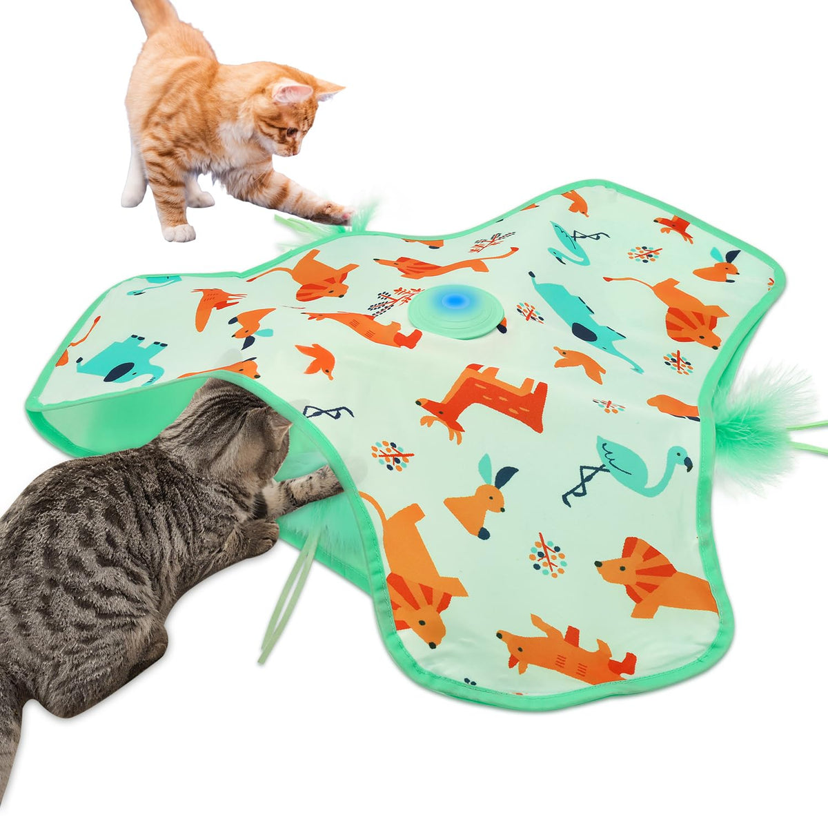 Temracha interactive cat toy front view engaging in play with motion