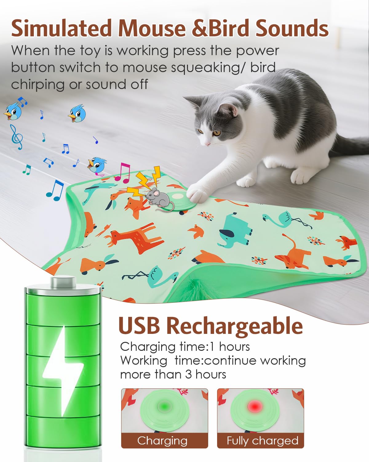 Temracha toy with hidden feathers for dramatic chase