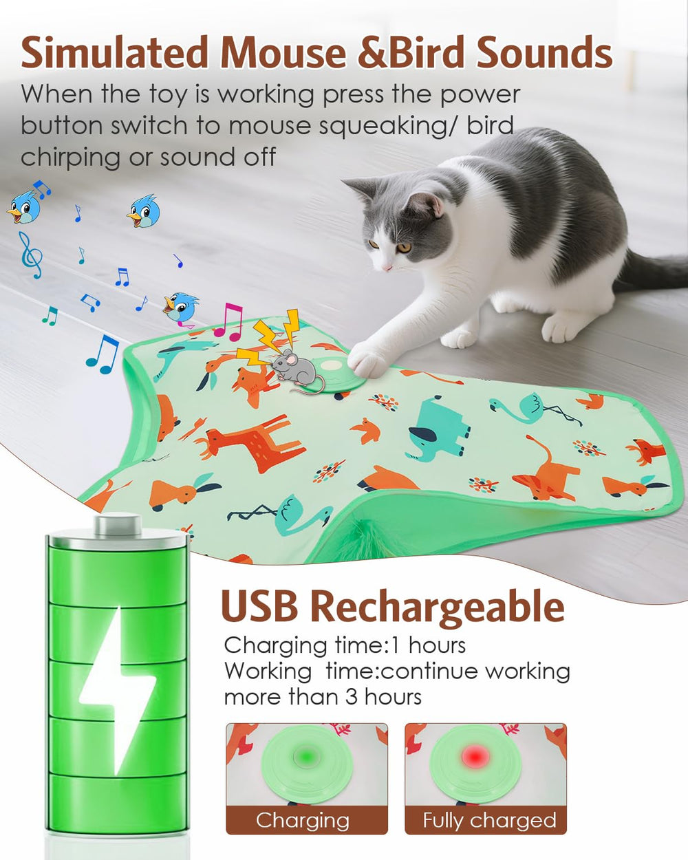 Temracha toy with hidden feathers for dramatic chase