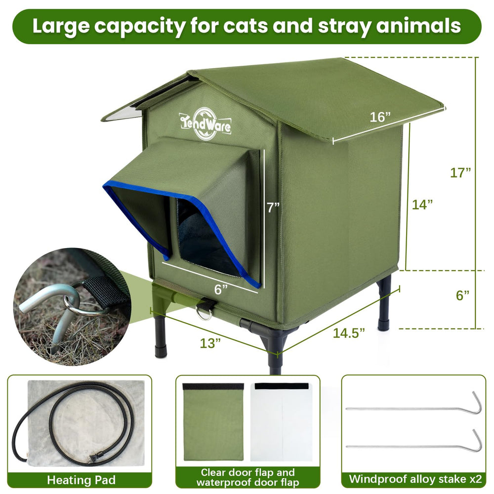 TENDWARE outdoor cat house two-exits offer safe escape routes for outdoor cats.