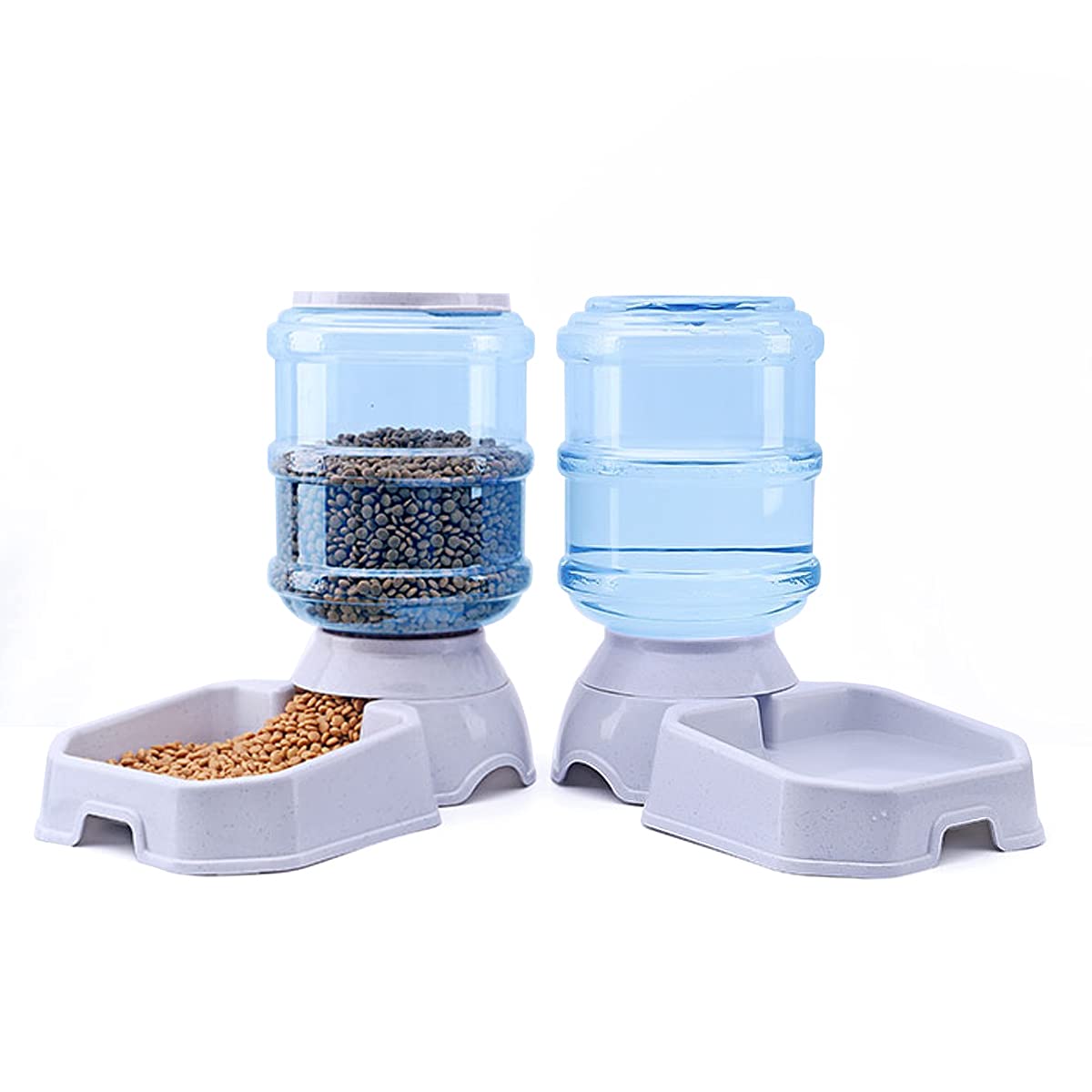 TENINYU pet feeder-dispenser 1gal side view, showing large capacity in use.