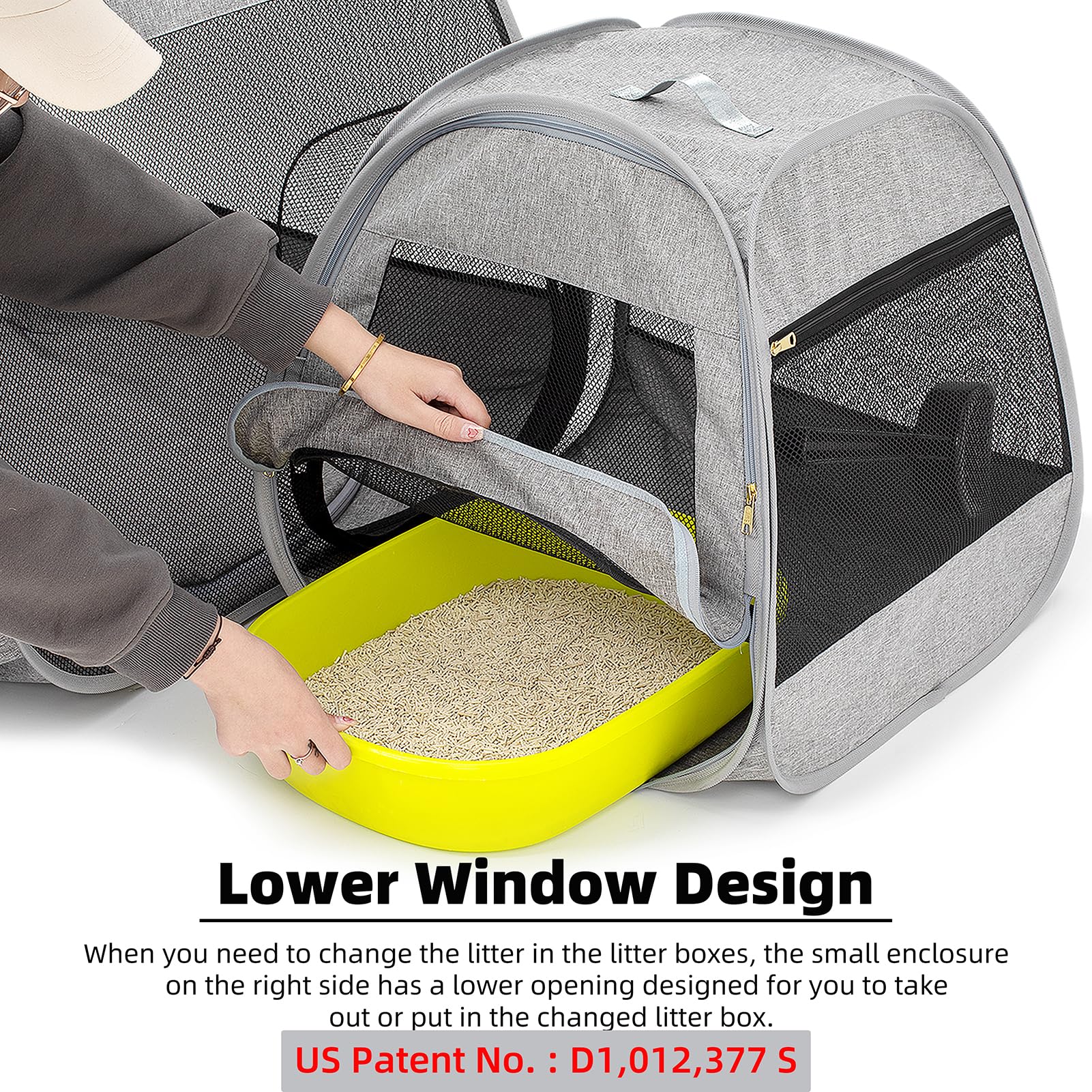 Tenrai Portable Cat Playpen folded for storage demonstrates compact travel-ready setup.