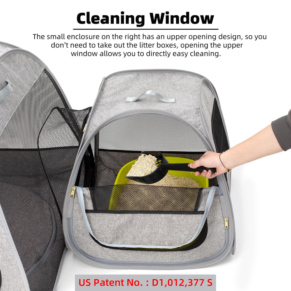Tenrai Portable Cat Playpen in outdoor use on grass for safe outdoor time.