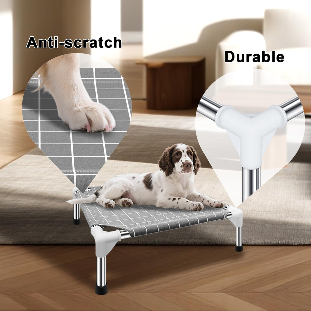 Tensorsine raised dog bed indoor-outdoor use for versatile resting