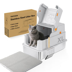 Tentizon stainless steel litter box with lid in XL size for big cats