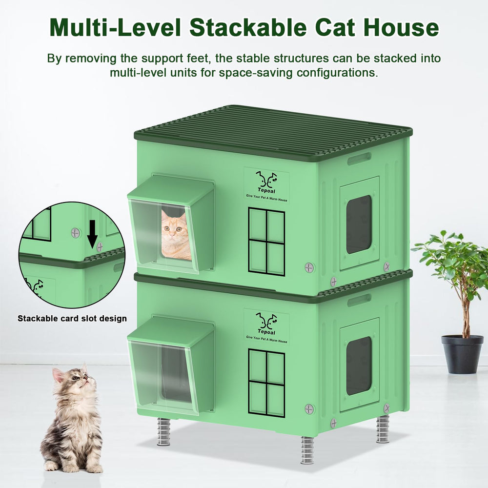 Tepoal cat house stackable design saves space in barns