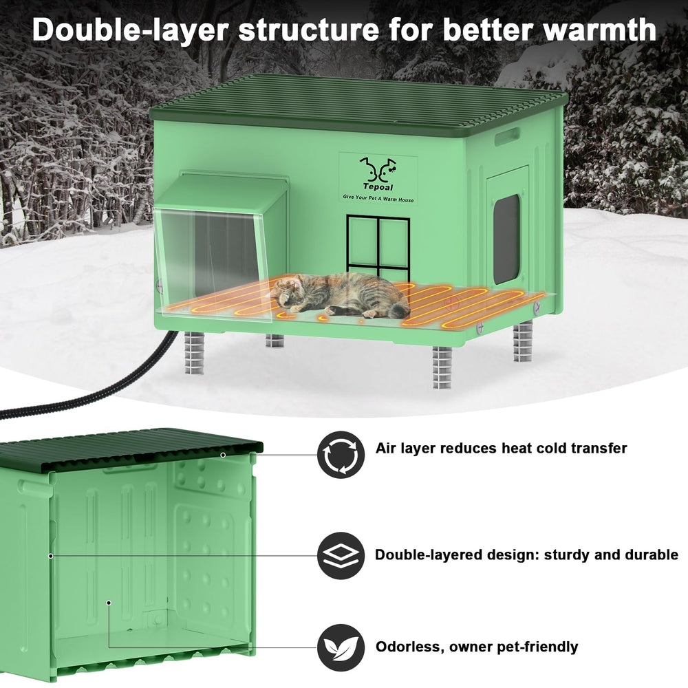 Tepoal cat house waterproof awning and PVC curtain shields weather