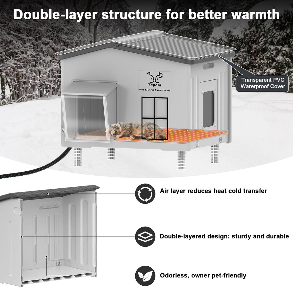 Tepoal cat house canopy and door curtain keep rain out