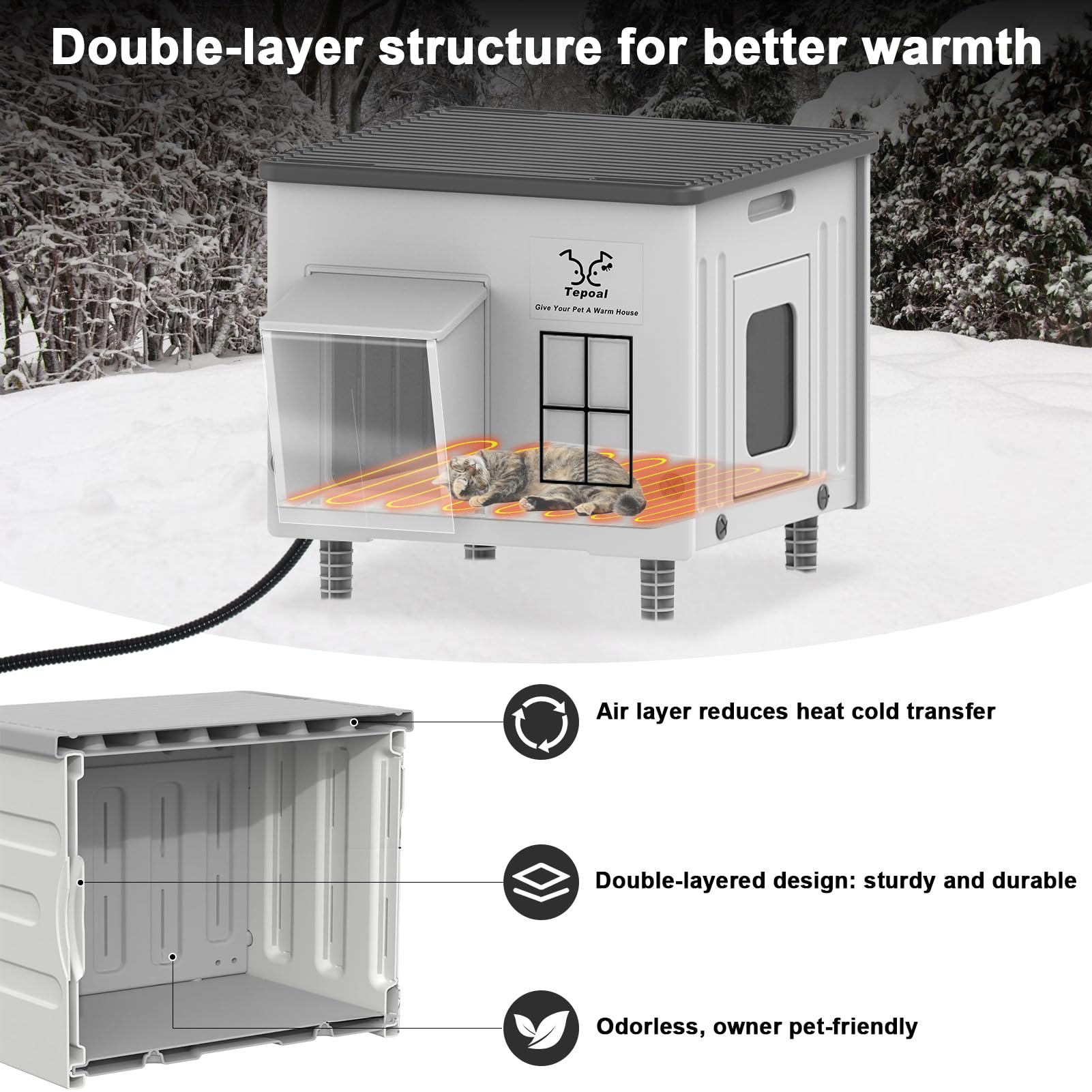 Tepoal stackable design demonstrates space-saving setup for barns or garages.