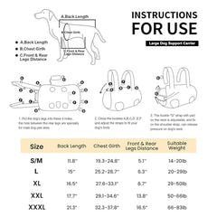Terapaton dog lift harness backpack mode enables hands-free control on trails.