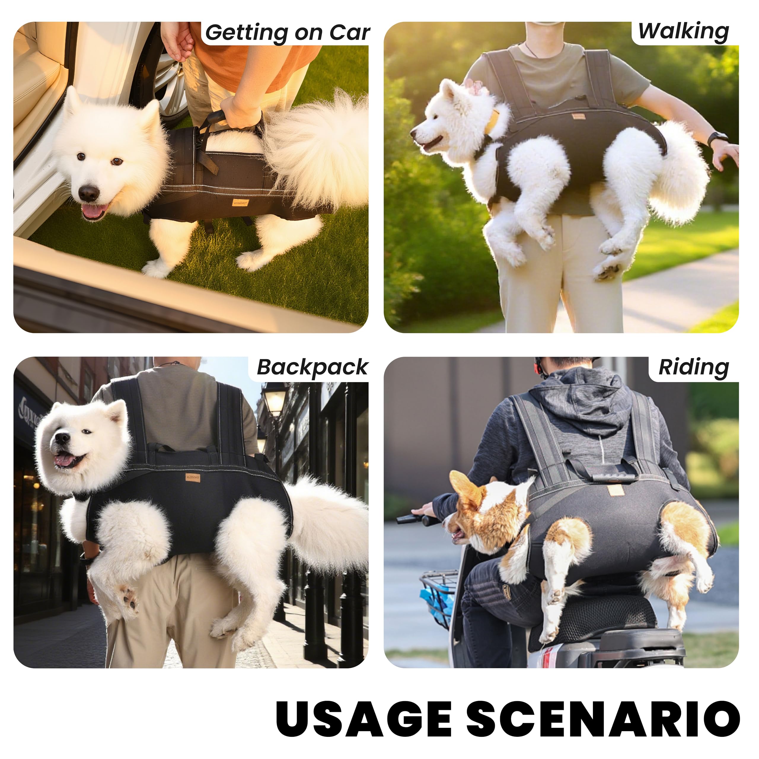 Terapaton dog lift harness padded-shoulder-straps reduce fatigue for long outdoor outings.