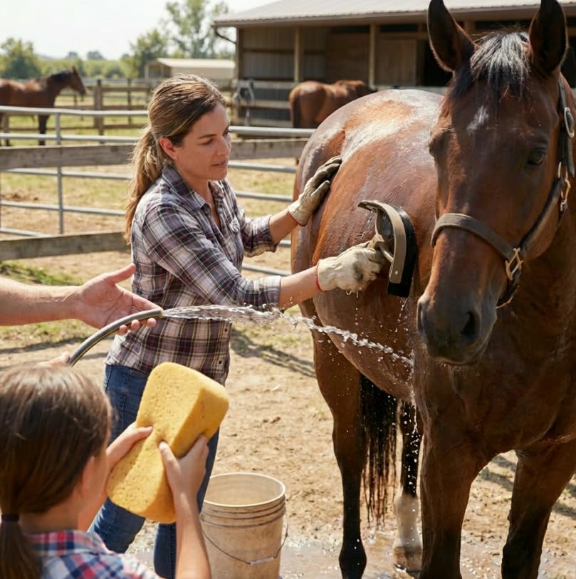 TERPUP horse grooming kit oval massage curry for stimulating blood flow during grooming.