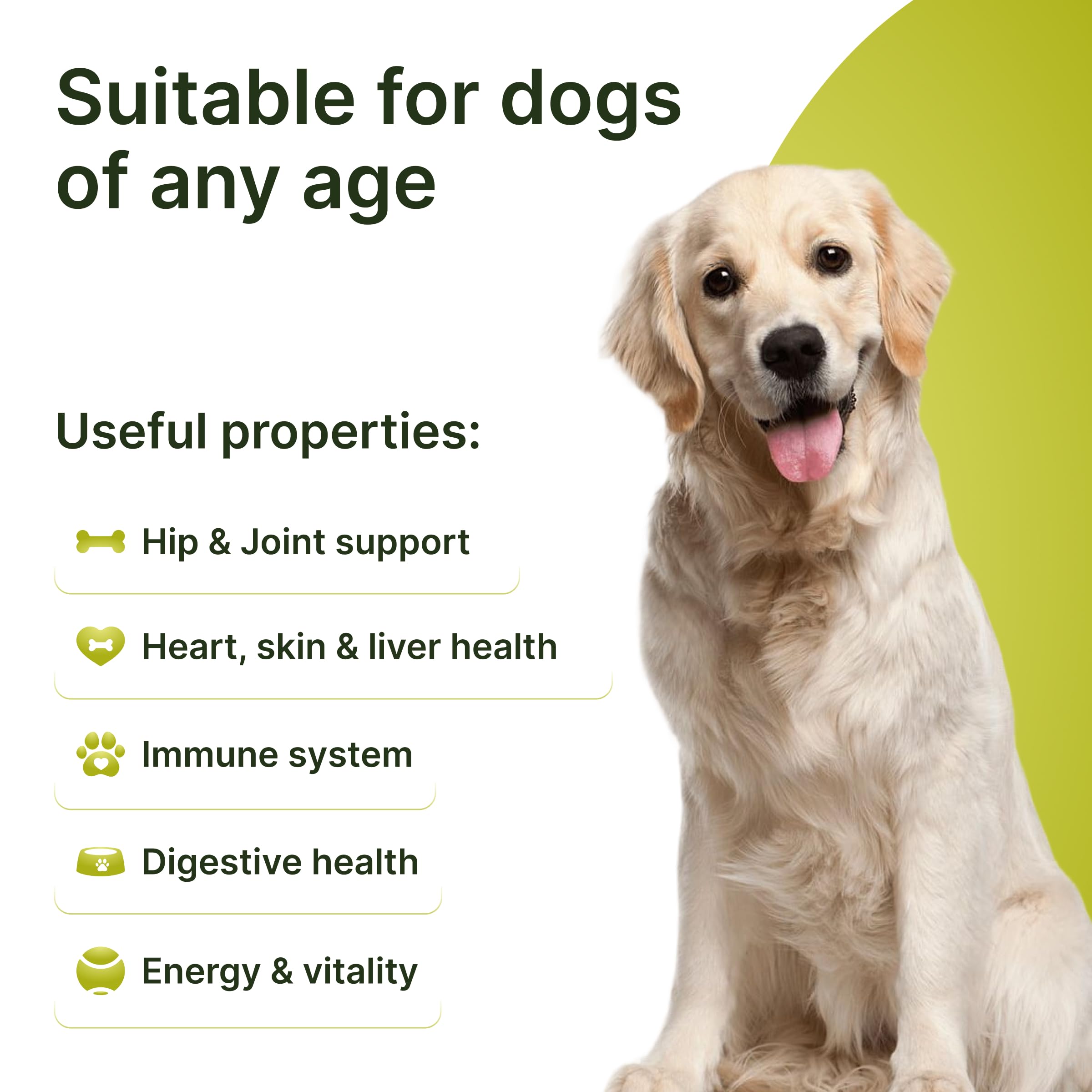 Terrapaws skin coat chews highlighting shiny fur and less itchiness.