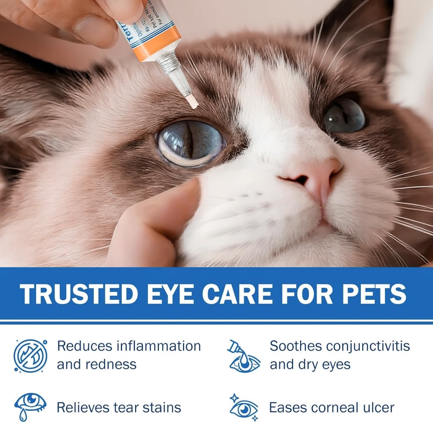 TERRAPET eye cream packaging label shows clear instructions and animal use
