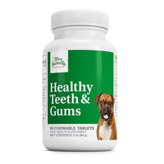 Terry Naturally Healthy Teeth & Gums dog chew supports daily dental care.