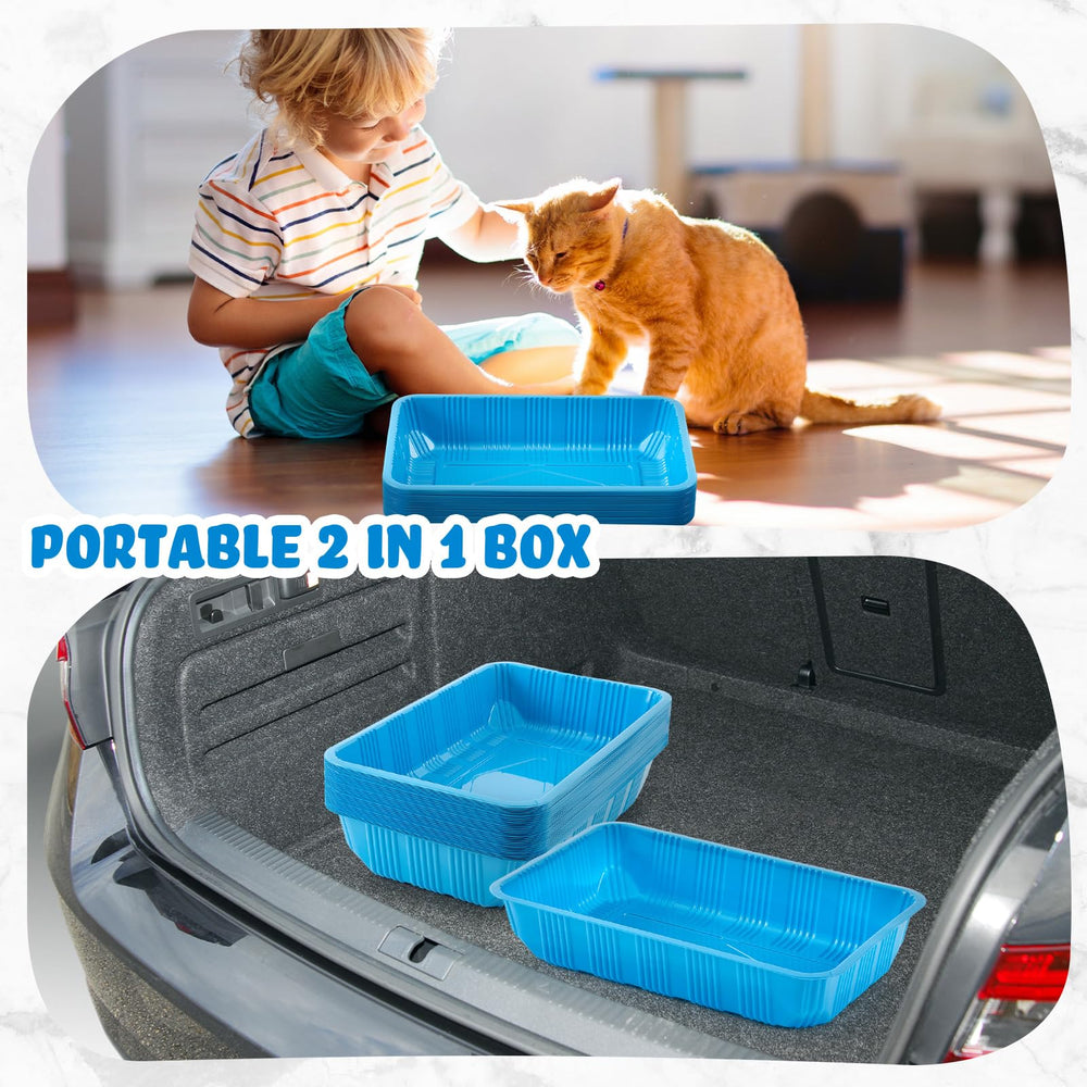 Tessco for you blue disposable litter tray packaging ready for gifting