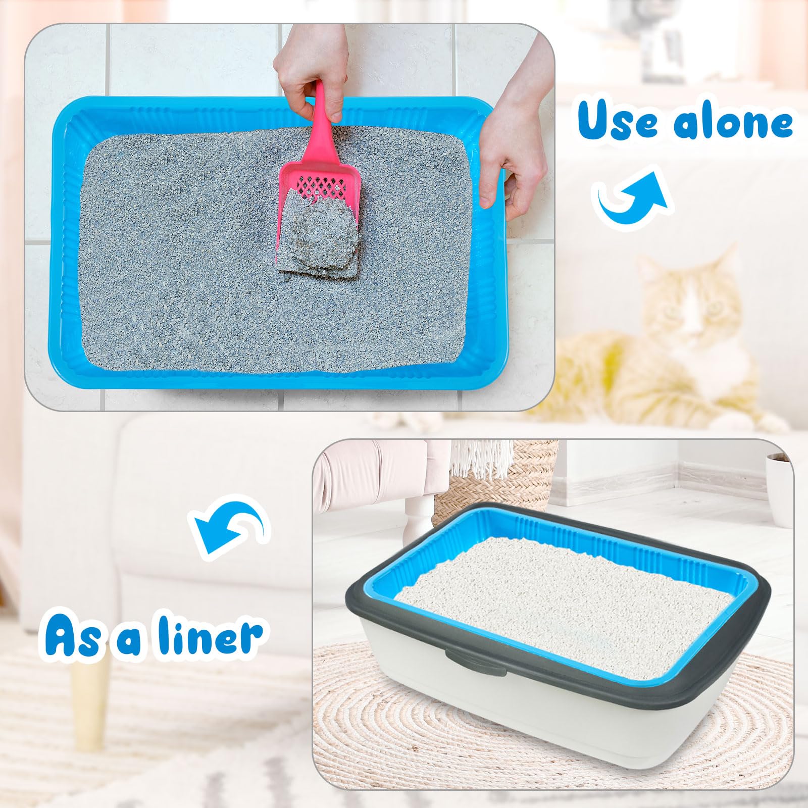 Tessco for you cat-litter-tray shows easy replacement after two weeks