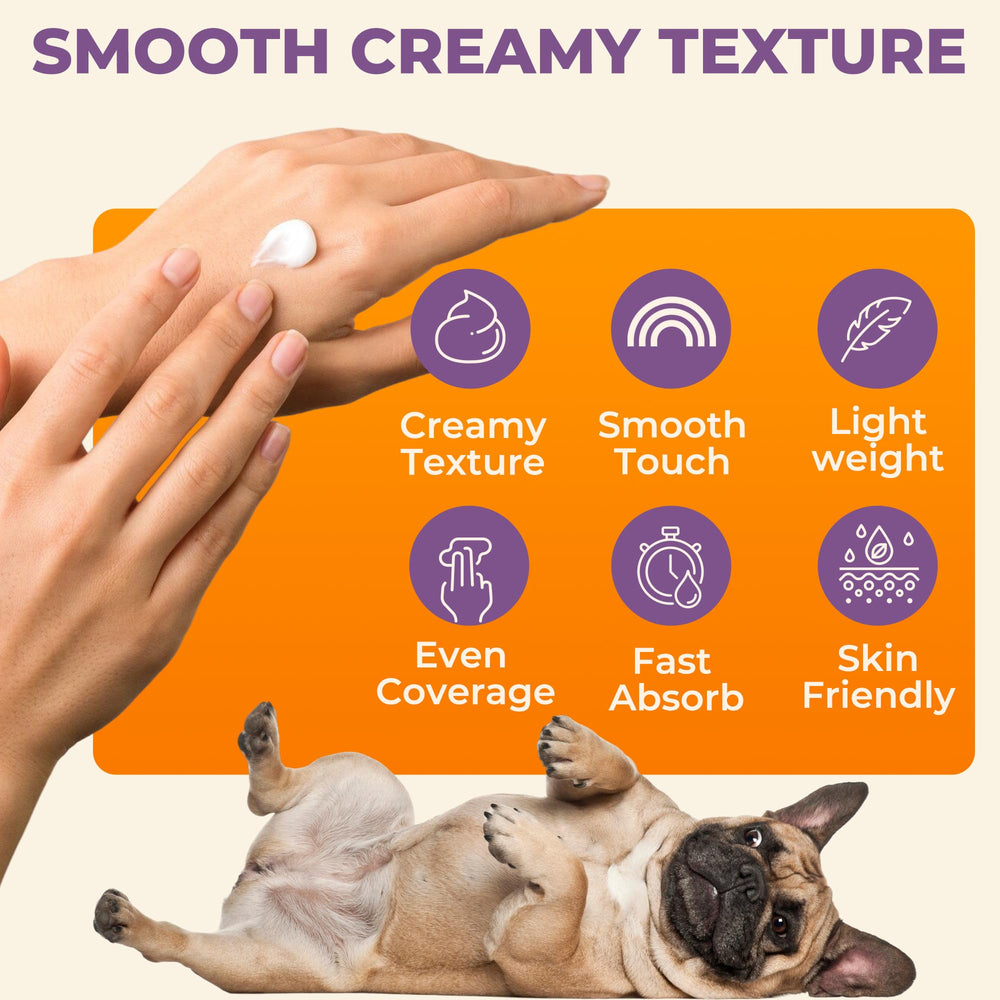 Tetesol Dog Skin Soother cream on a dog paw showing easy absorption.