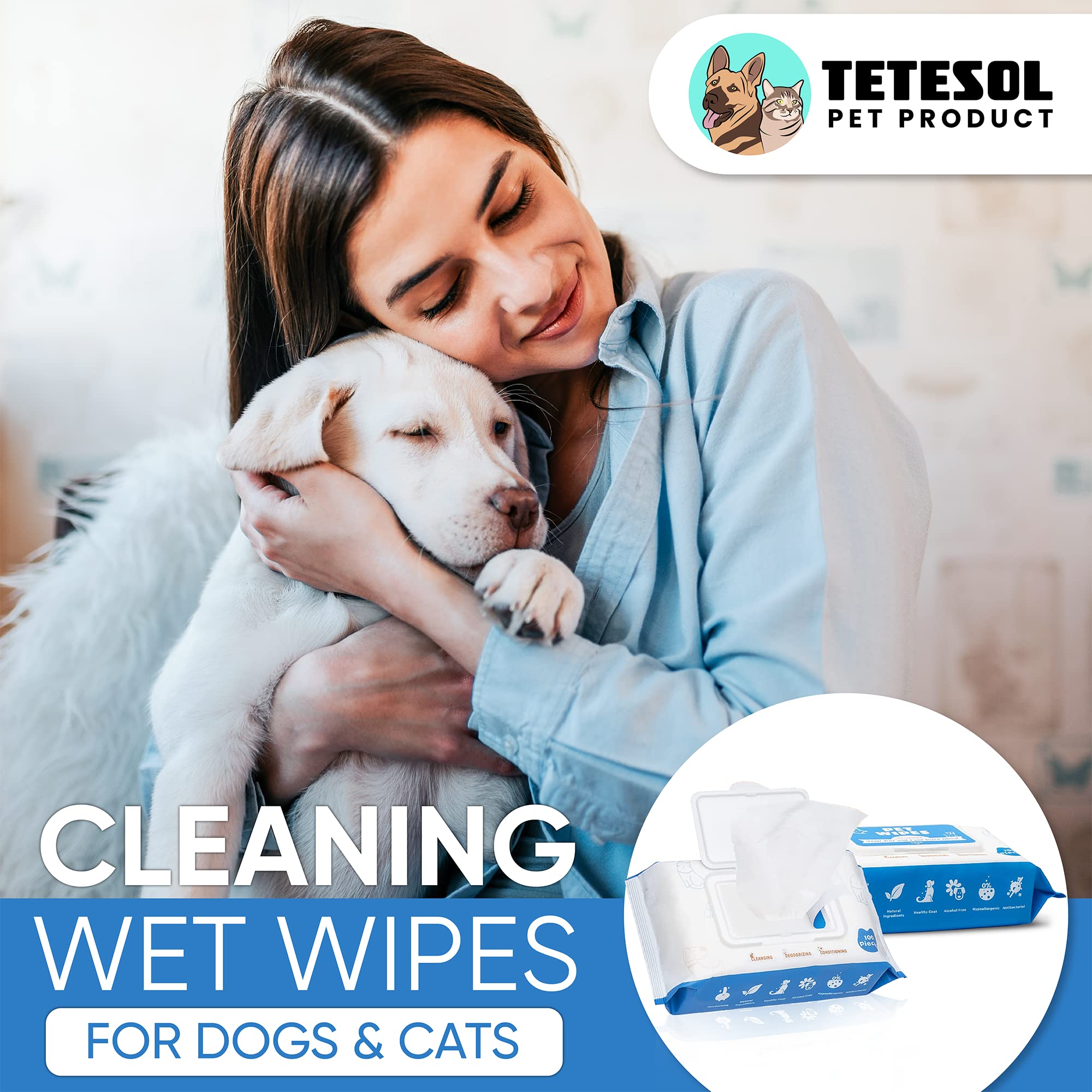Tetesol dog wipes paws cleaning for quick mud removal after walks.