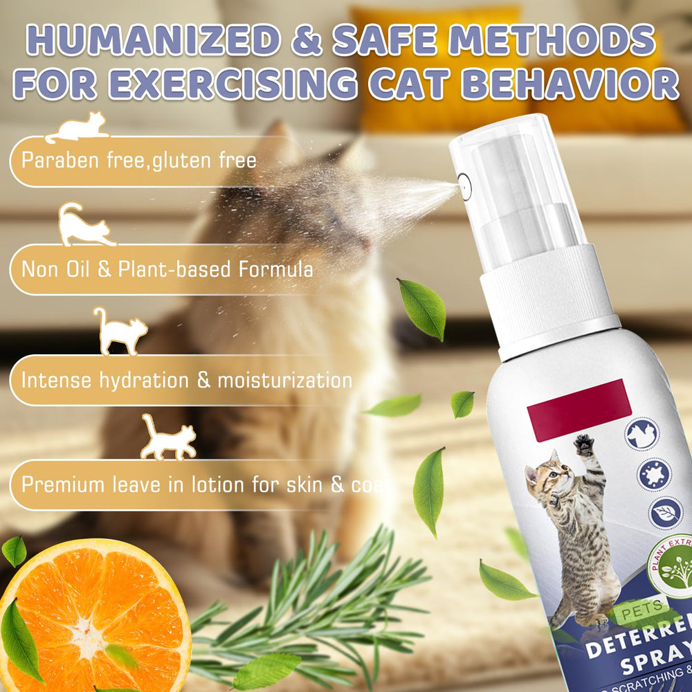 Tetra No Scratch Spray on curtains protects fabric from paw marks.