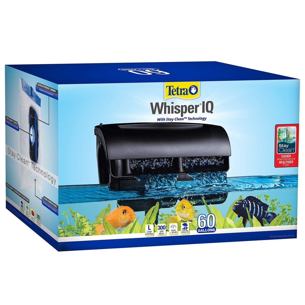 Tetra Whisper IQ 60 filter front view showing compact quiet filtration