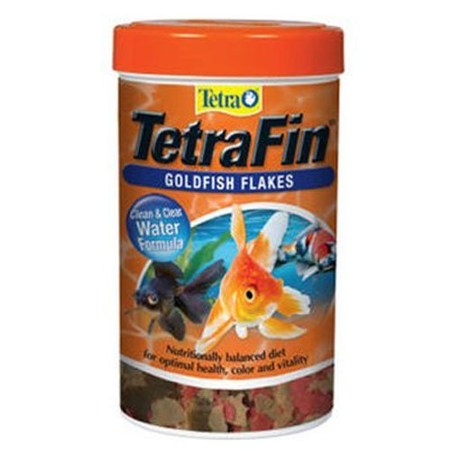 TetraFin Goldfish Flakes dispense showing easy feeding and cleaner water