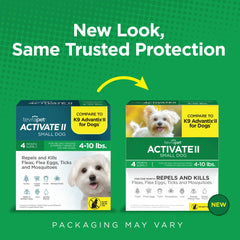 TevraPet Activate II small dogs 4-10 lbs drops ready for monthly protection.