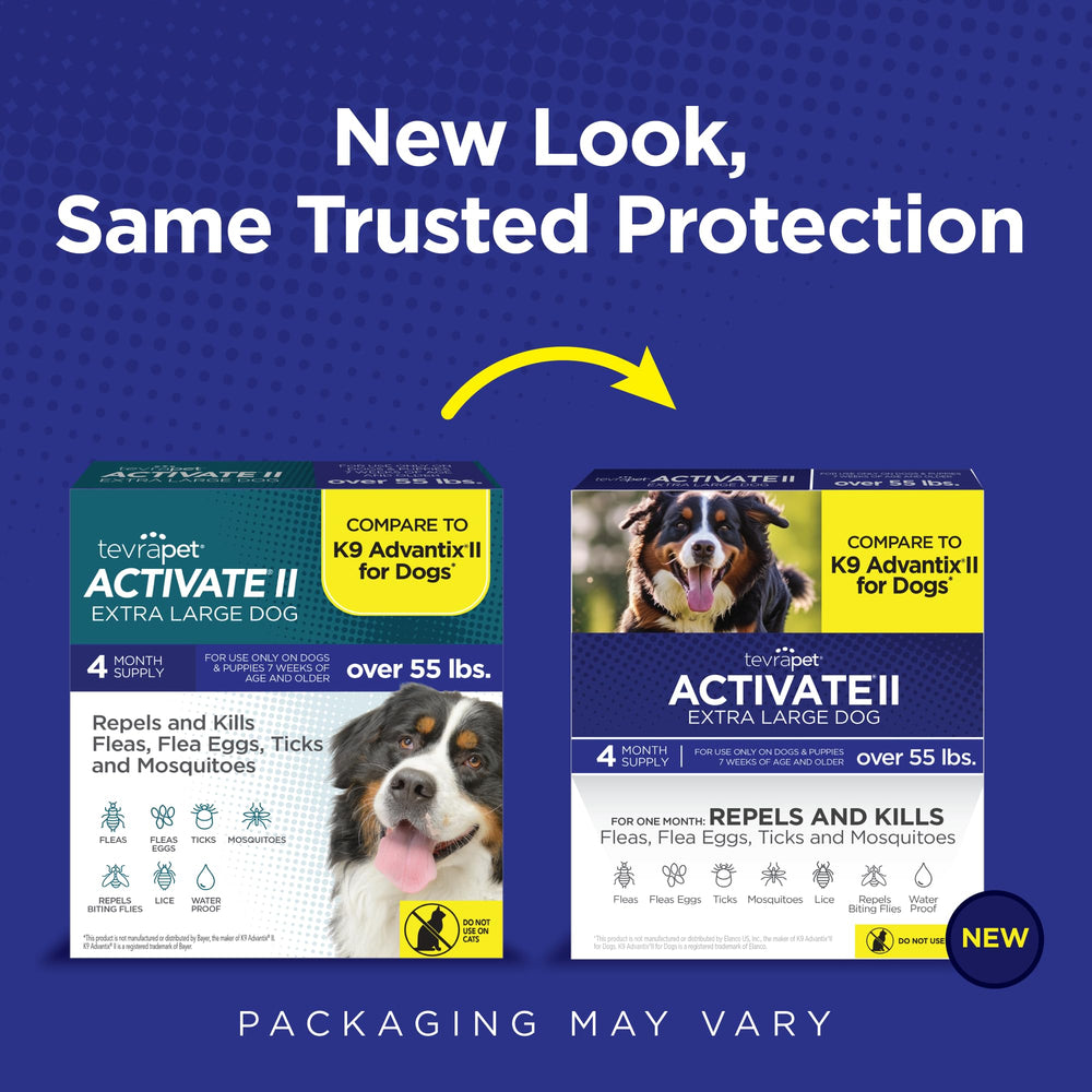 TevraPet Activate II bottle for XL dogs 55+ lbs shows large-dog protection