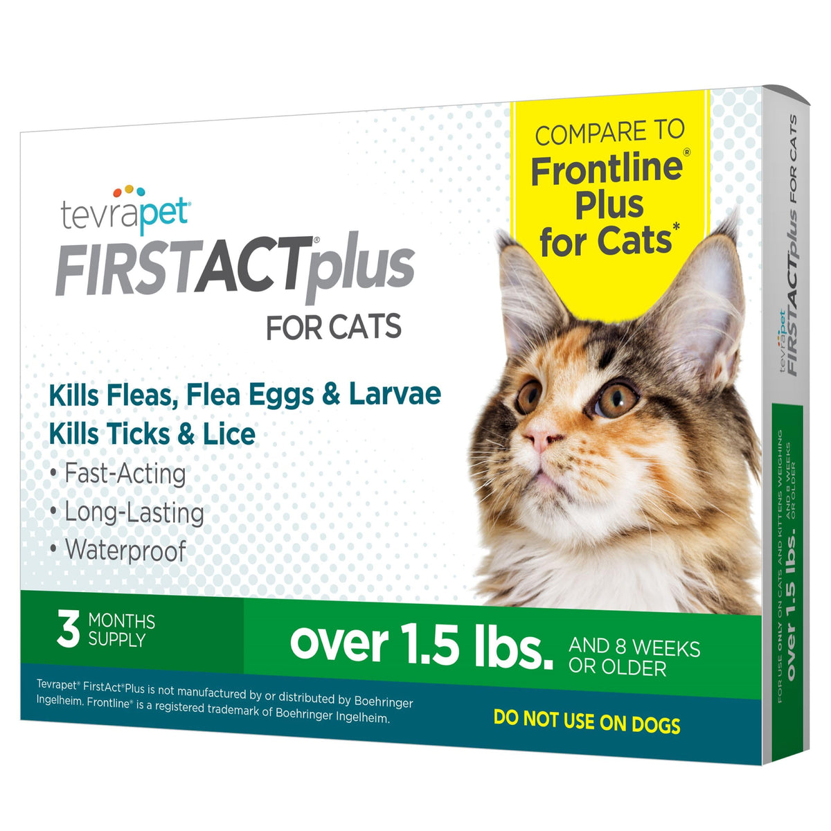 TevraPet FirstAct Plus bottle for easy cat topical application, waterproof