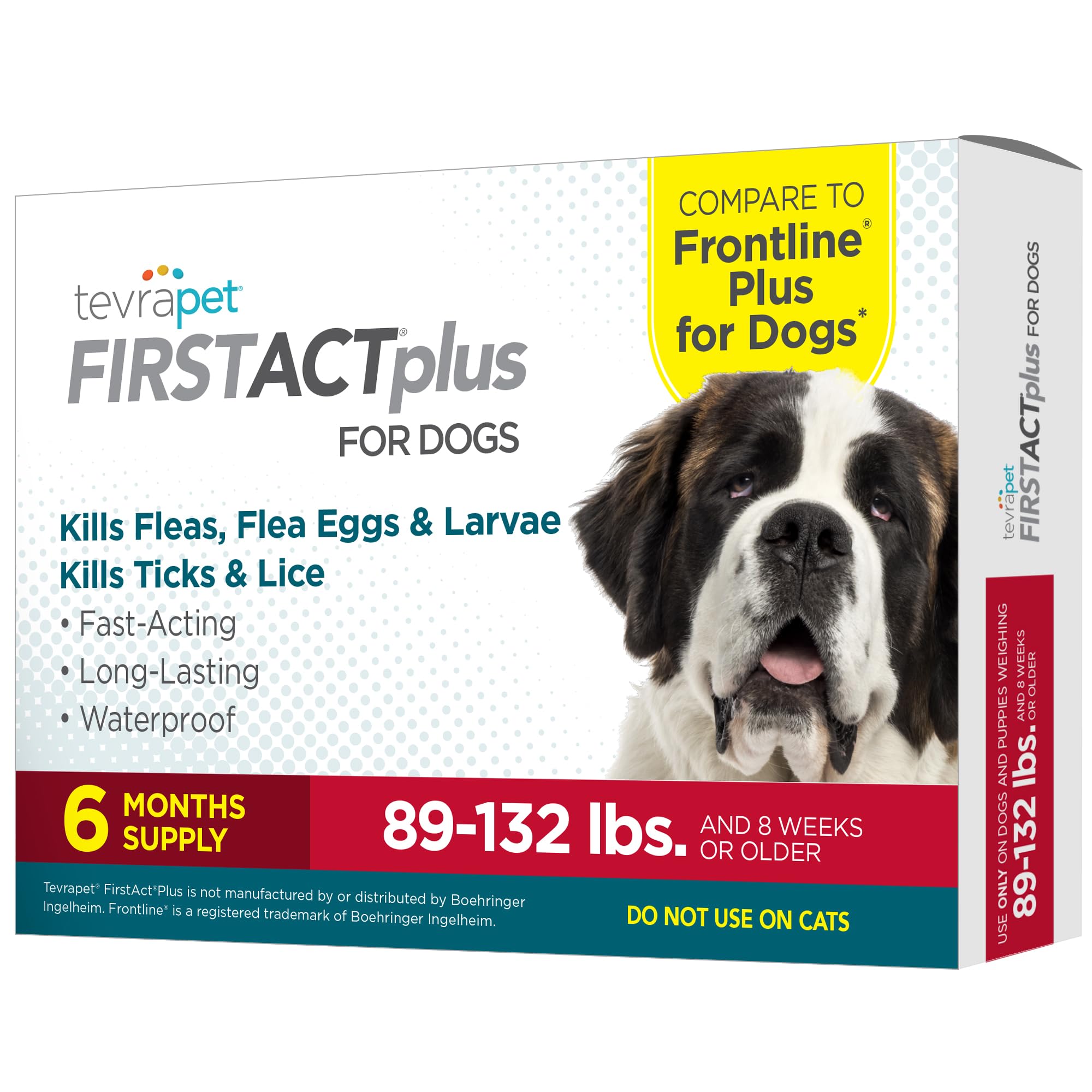 TevraPet FirstAct Plus packaging shows six monthly doses for easy protection