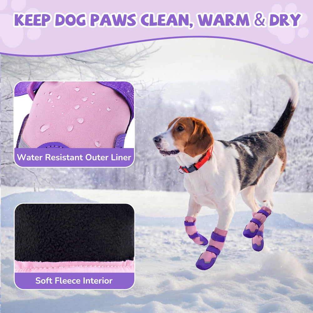 TEWIWAP dog boots with reflective straps for night safety