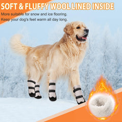 TEWIWAP dog boots with reflective straps for safer nighttime strolls.