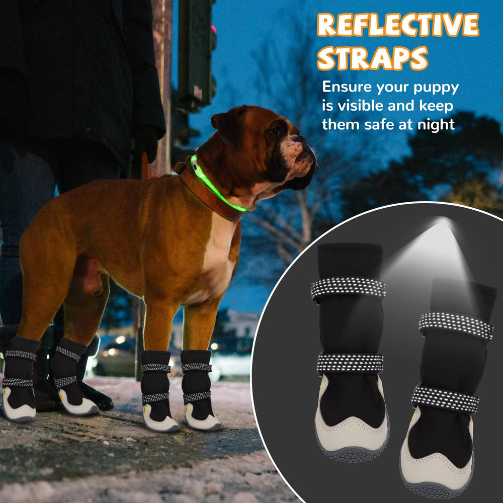TEWIWAP dog shoes waterproof leather exterior protects paws in rain and slush