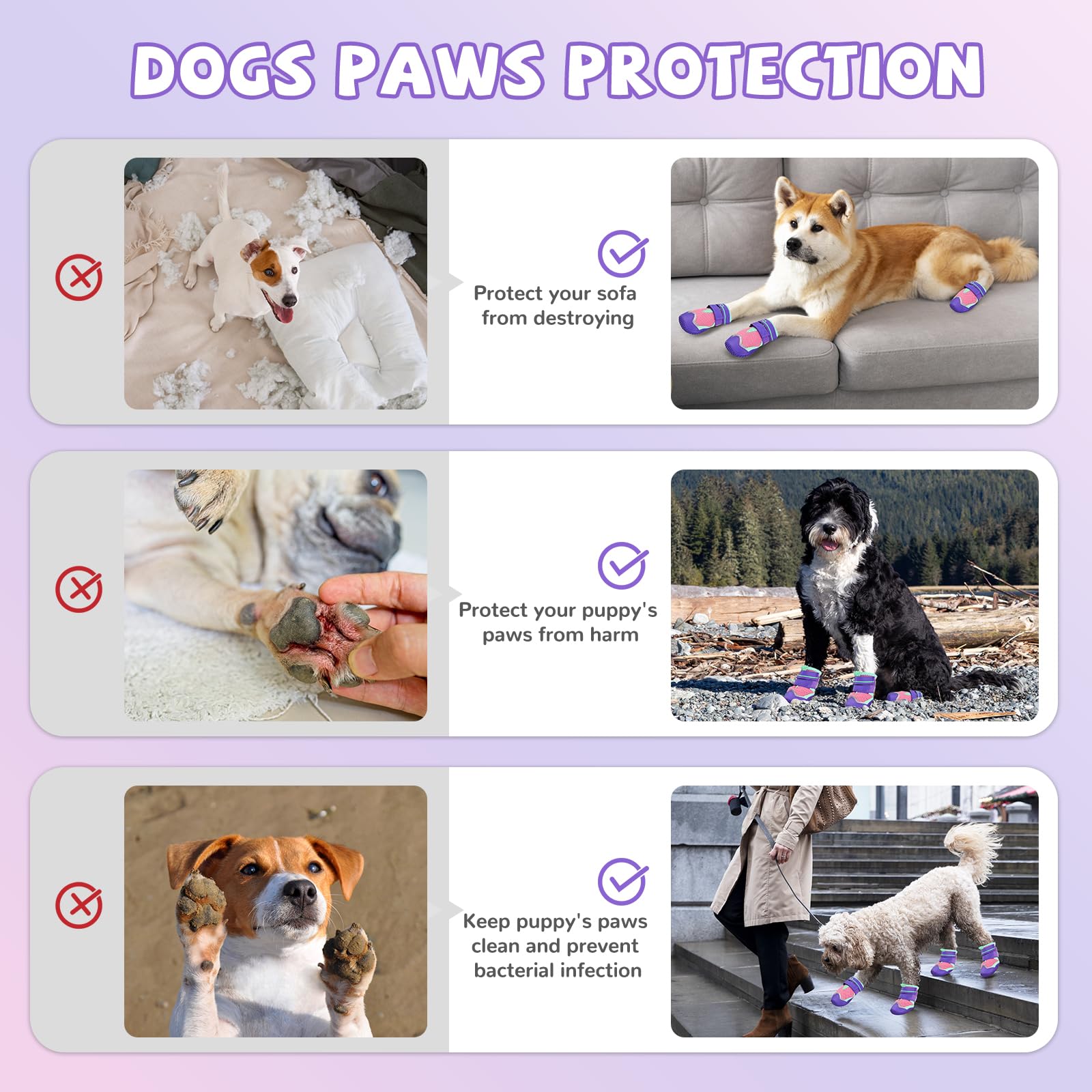 TEWIWAP dog shoes waterproof material shields paws from puddles and snow.