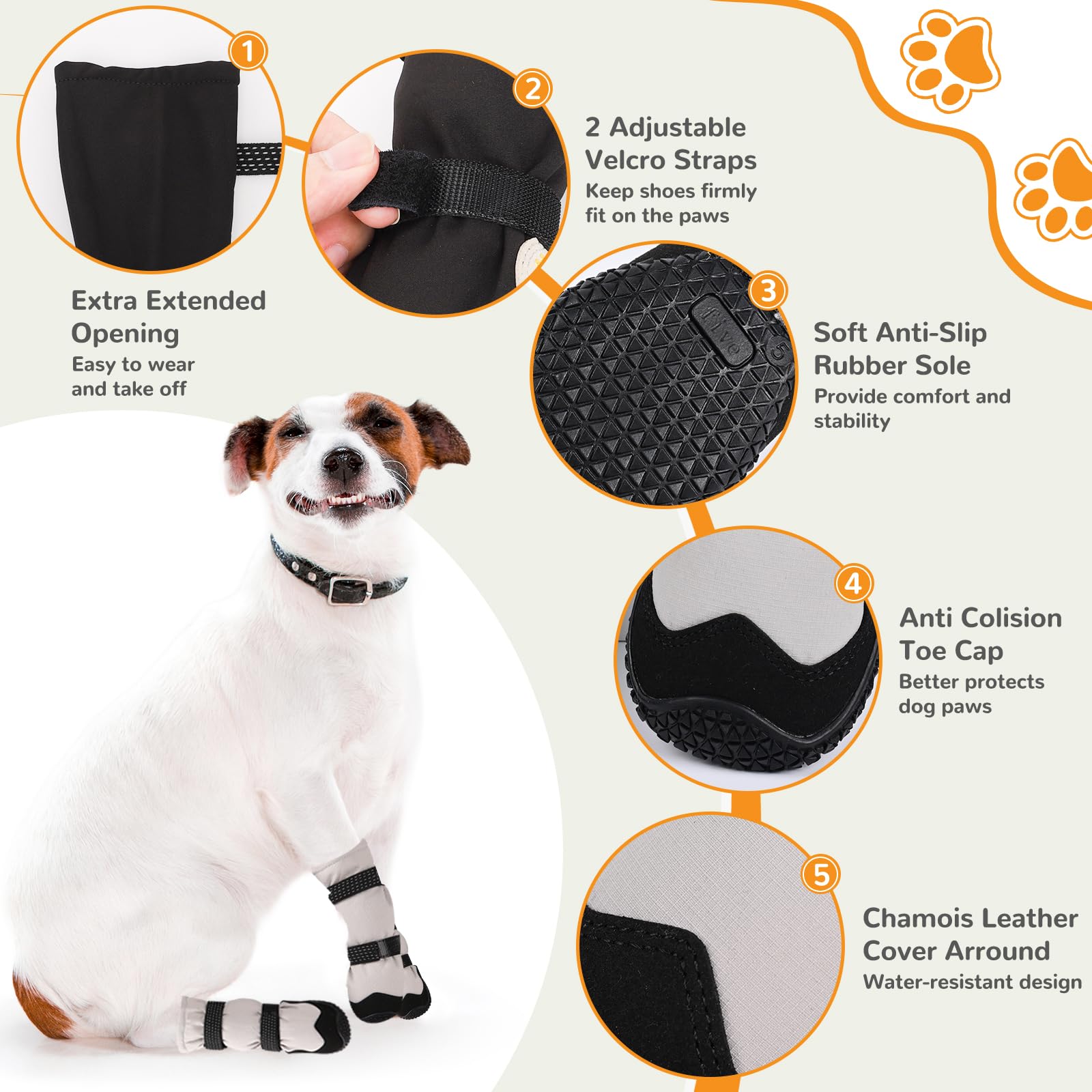 TEWIWAP waterproof leather exterior protects paws from snow and moisture.
