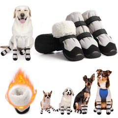 TEWIWAP winter dog snow boots wide-opening design for easy on-off during walks.