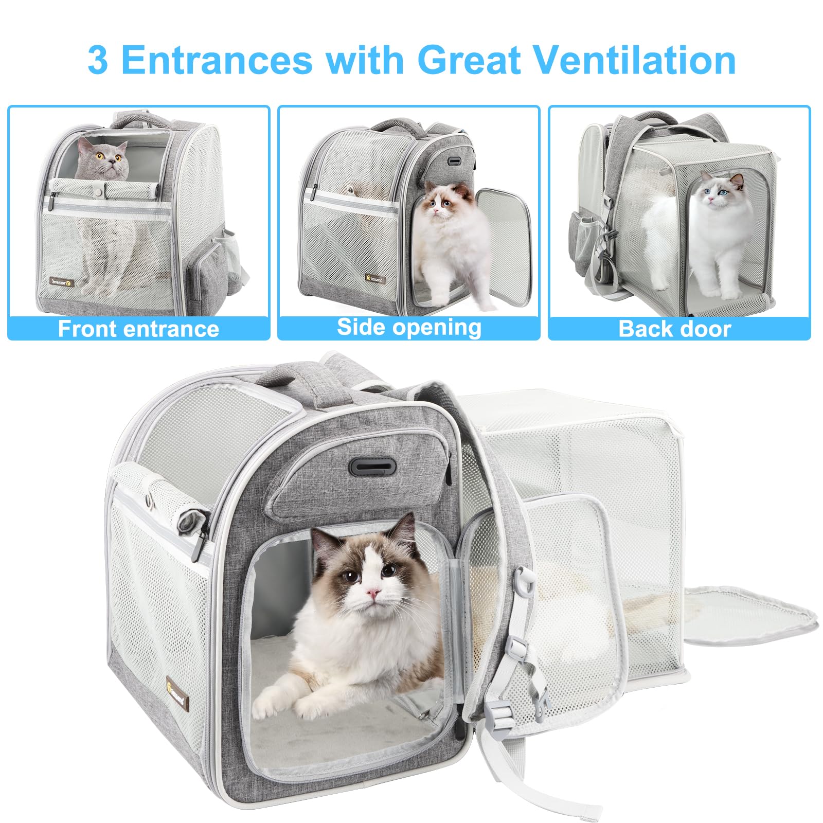 Texsens cat backpack back panel tent bed creates an outdoor lounging space for your pet.