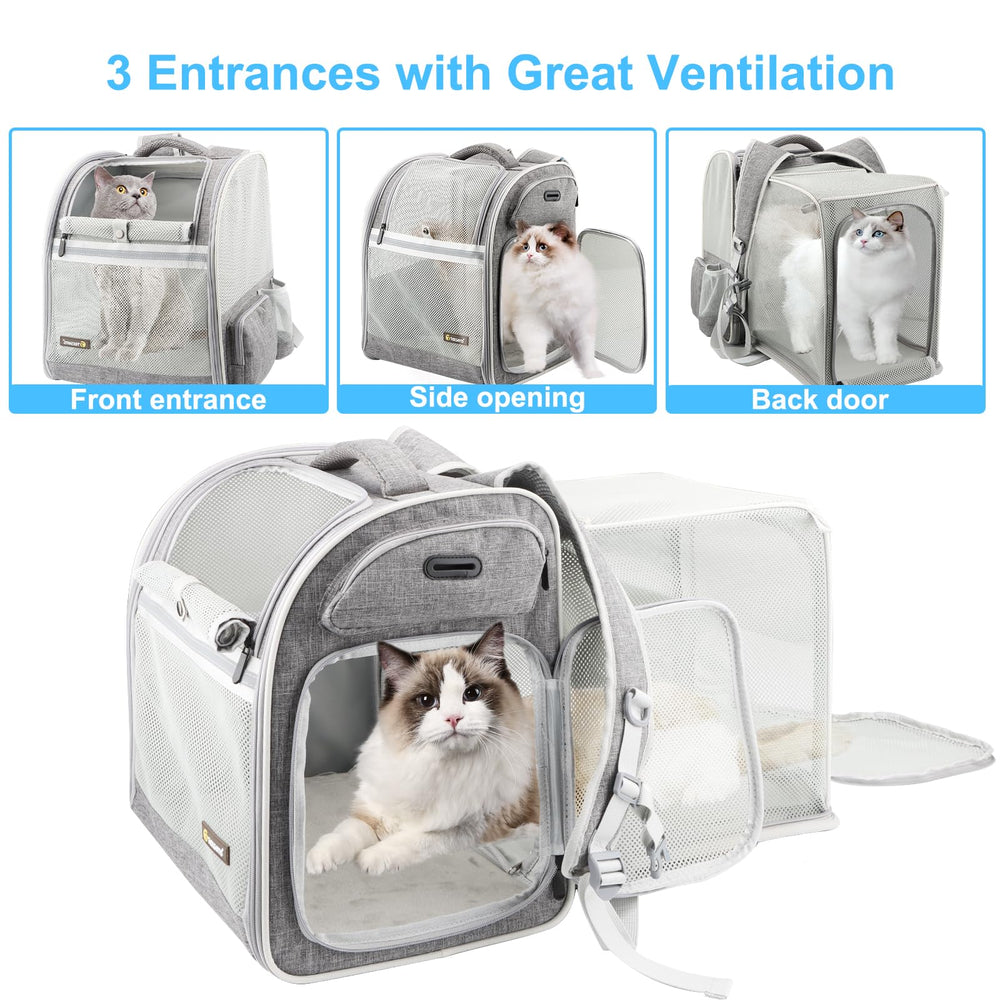 Texsens cat backpack back panel tent bed creates an outdoor lounging space for your pet.
