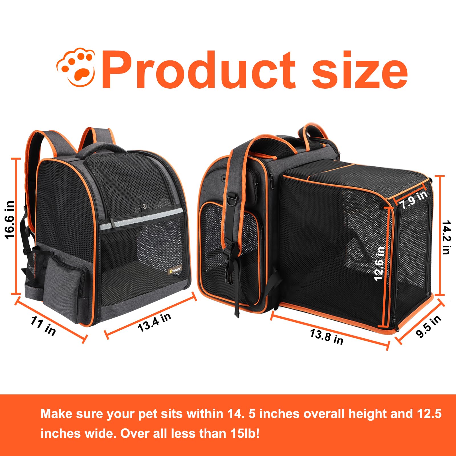 Texsens cat backpack back panel tent bed lets pets lounge outdoors