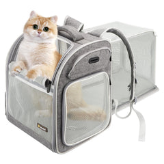 Texsens cat backpack expandable tunnel extension provides extra space for relaxed travel.