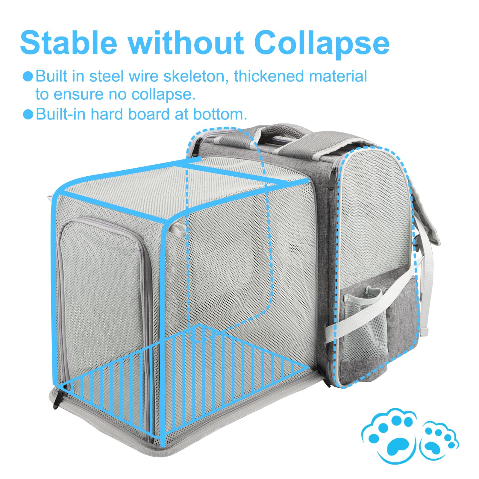 Texsens cat backpack mesh ventilation windows deliver airflow and clear pet visibility on hikes.