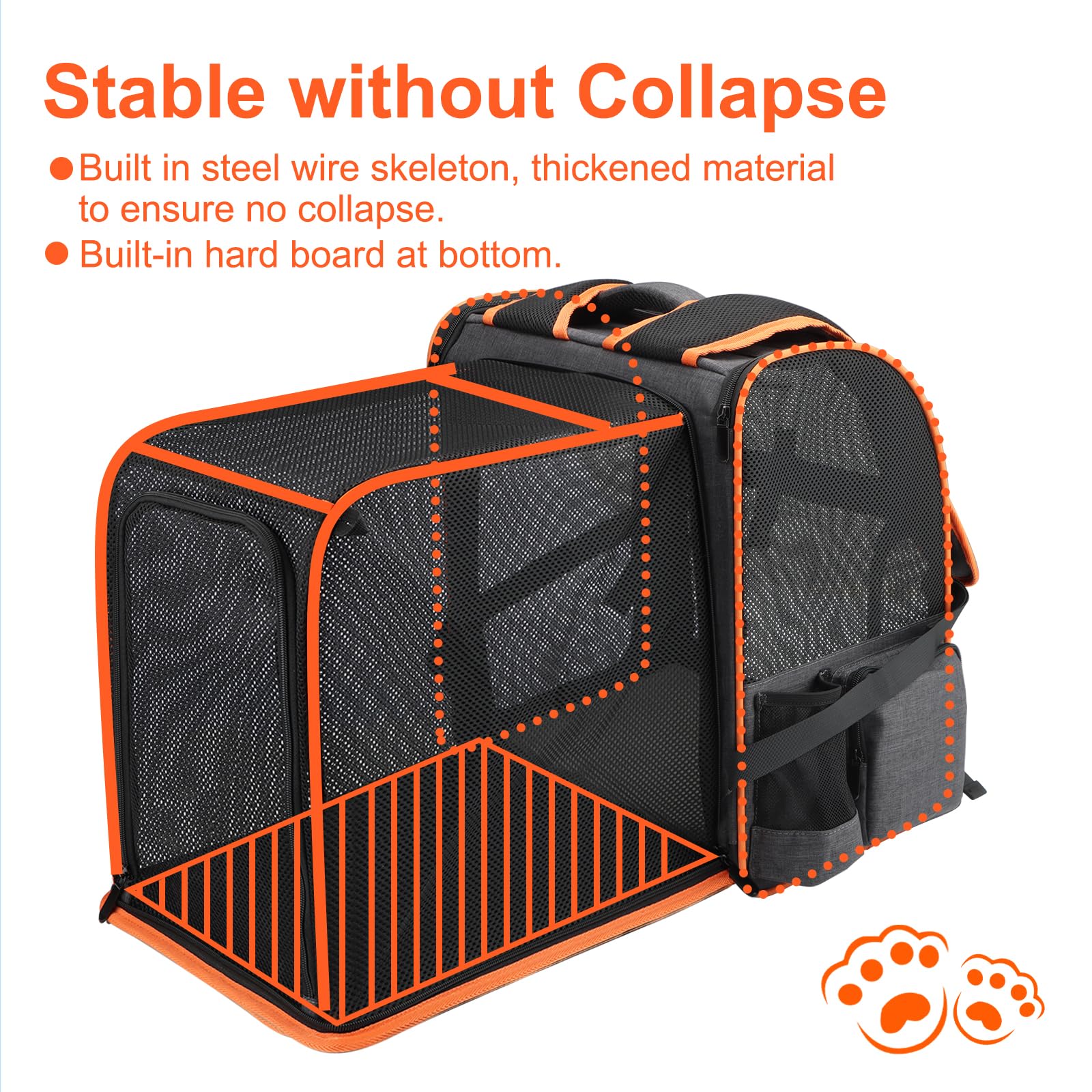 Texsens cat backpack ventilation mesh windows provide airflow