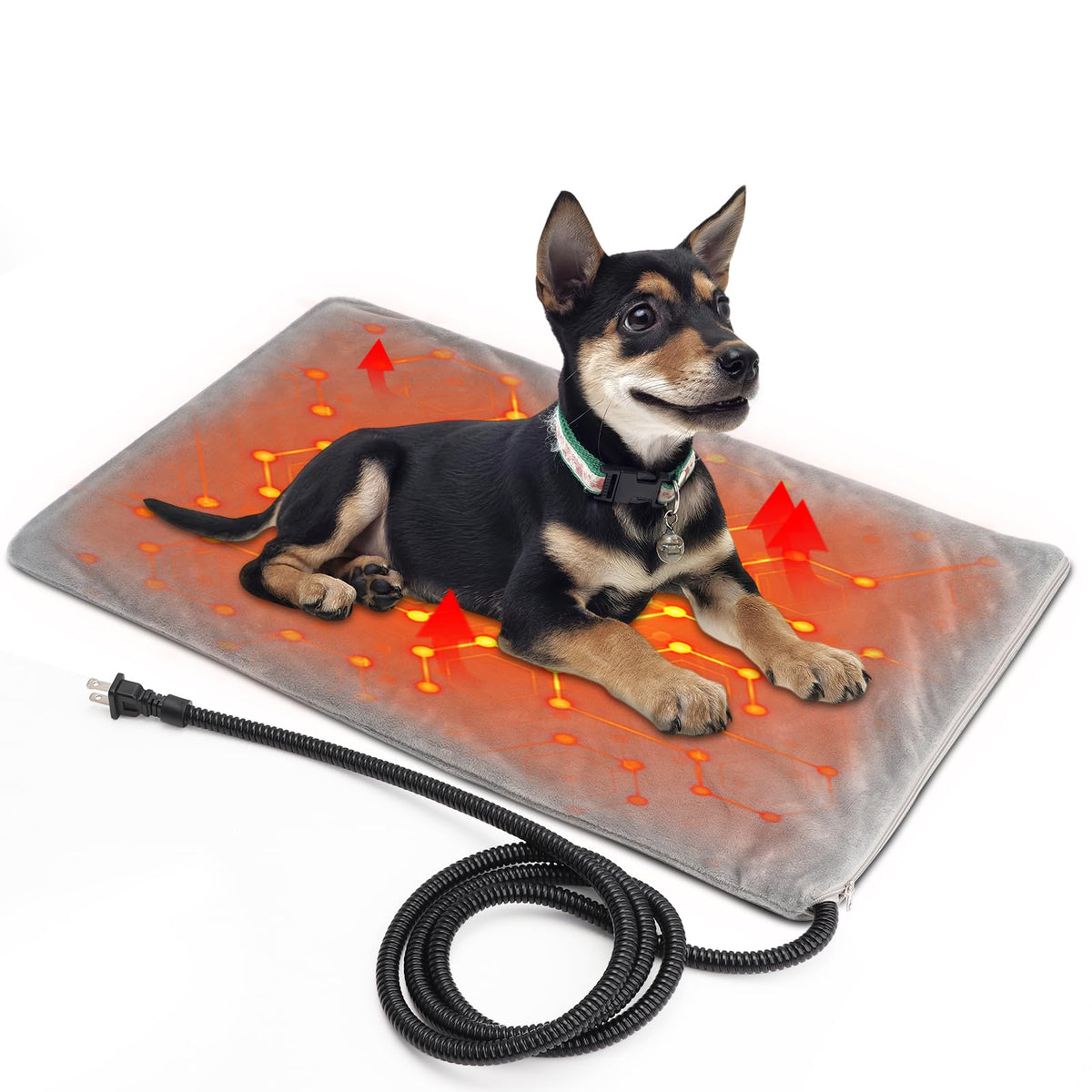 Texsens cat heating pad control panel shows preset warmth options for easy comfort.
