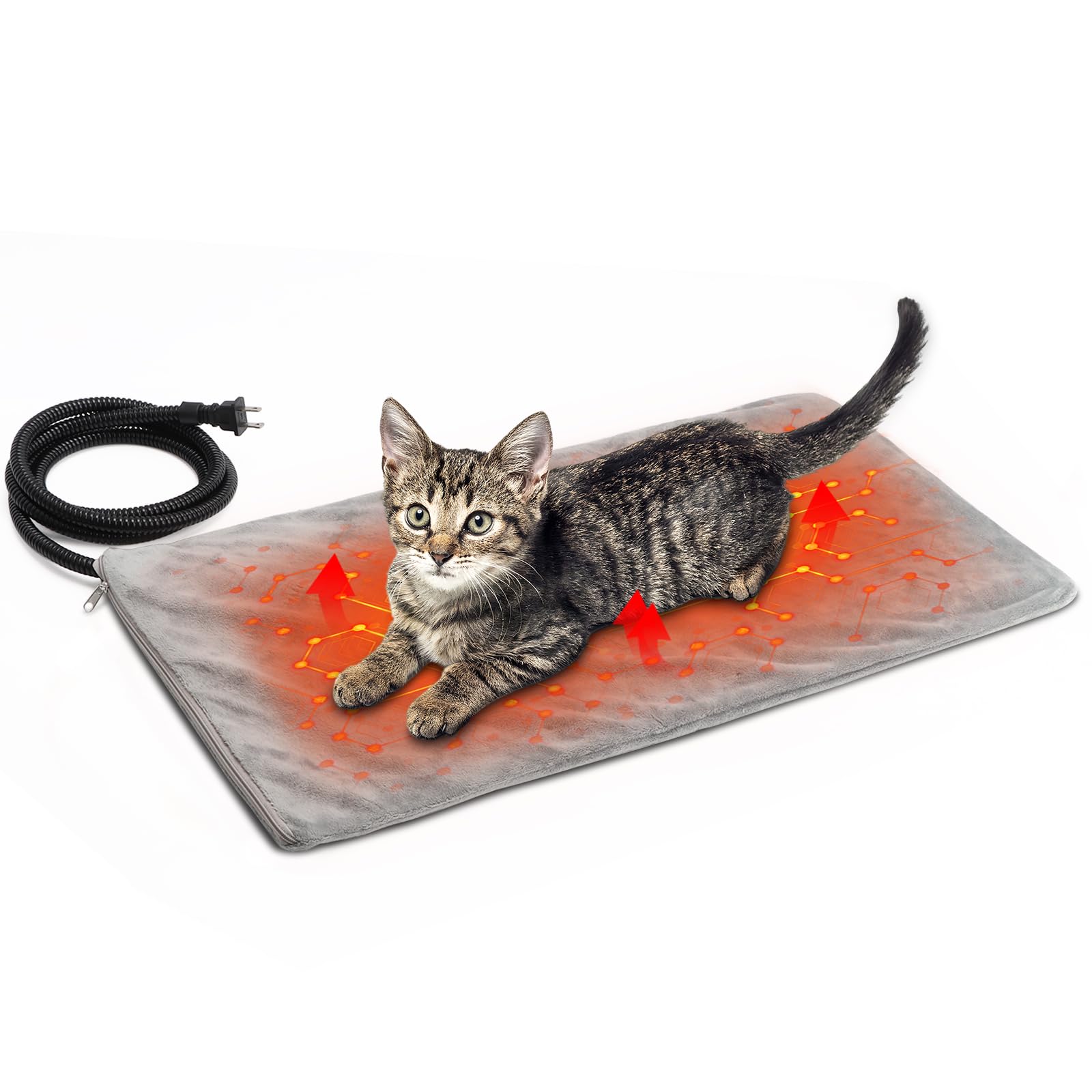 Texsens cat heating pad close-up of plush cover for cozy warmth.